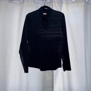 Chic Navy Blue Long Sleeve Top